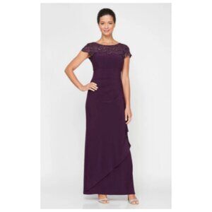 Alex Evenings Empire Waist Dress Cascade Detail 6 NWT